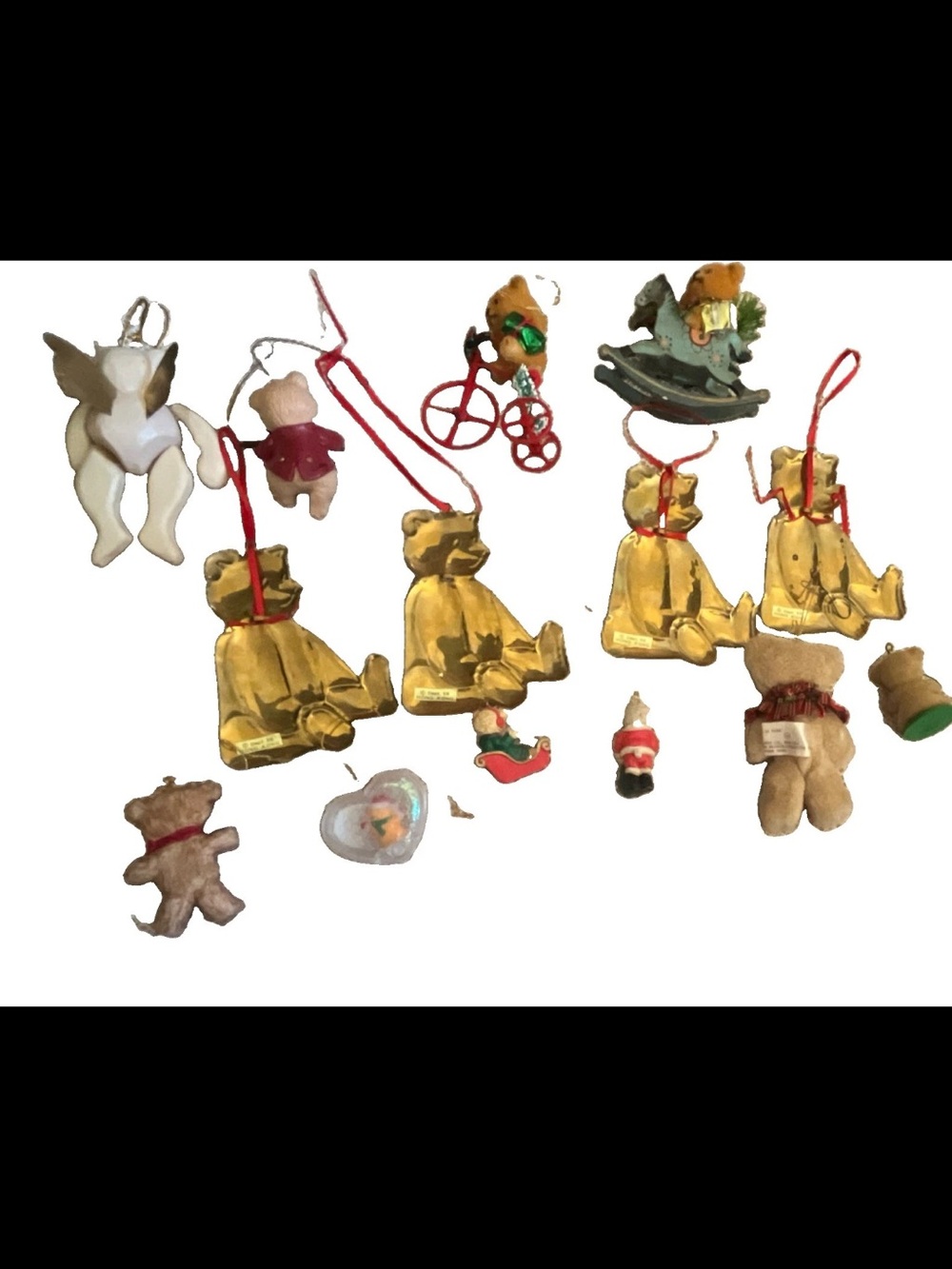 Assorted Teddy Bear and Holiday Kids Toy Ornaments - Gold and Brown